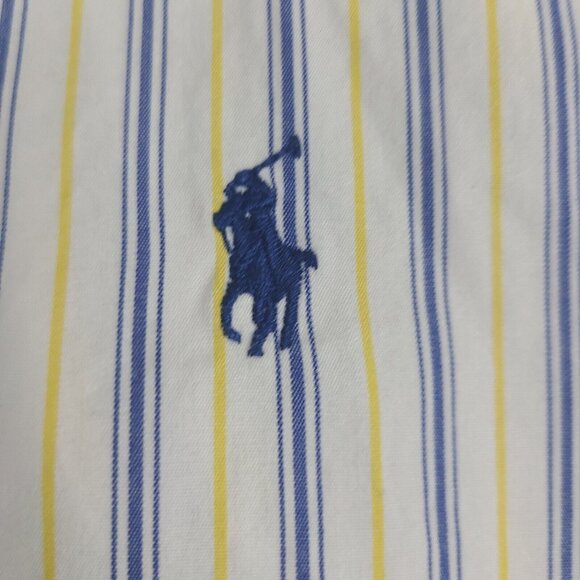 Polo Ralph Lauren Shirt Mens Large Blake‎ Two-Ply Striped Blue Yellow Size 2XL - Picture 5 of 7